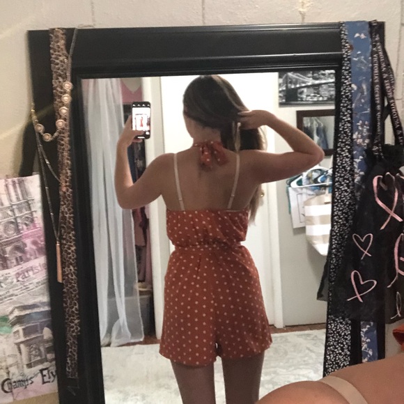 Orange polka dot romper - Picture 3 of 5
